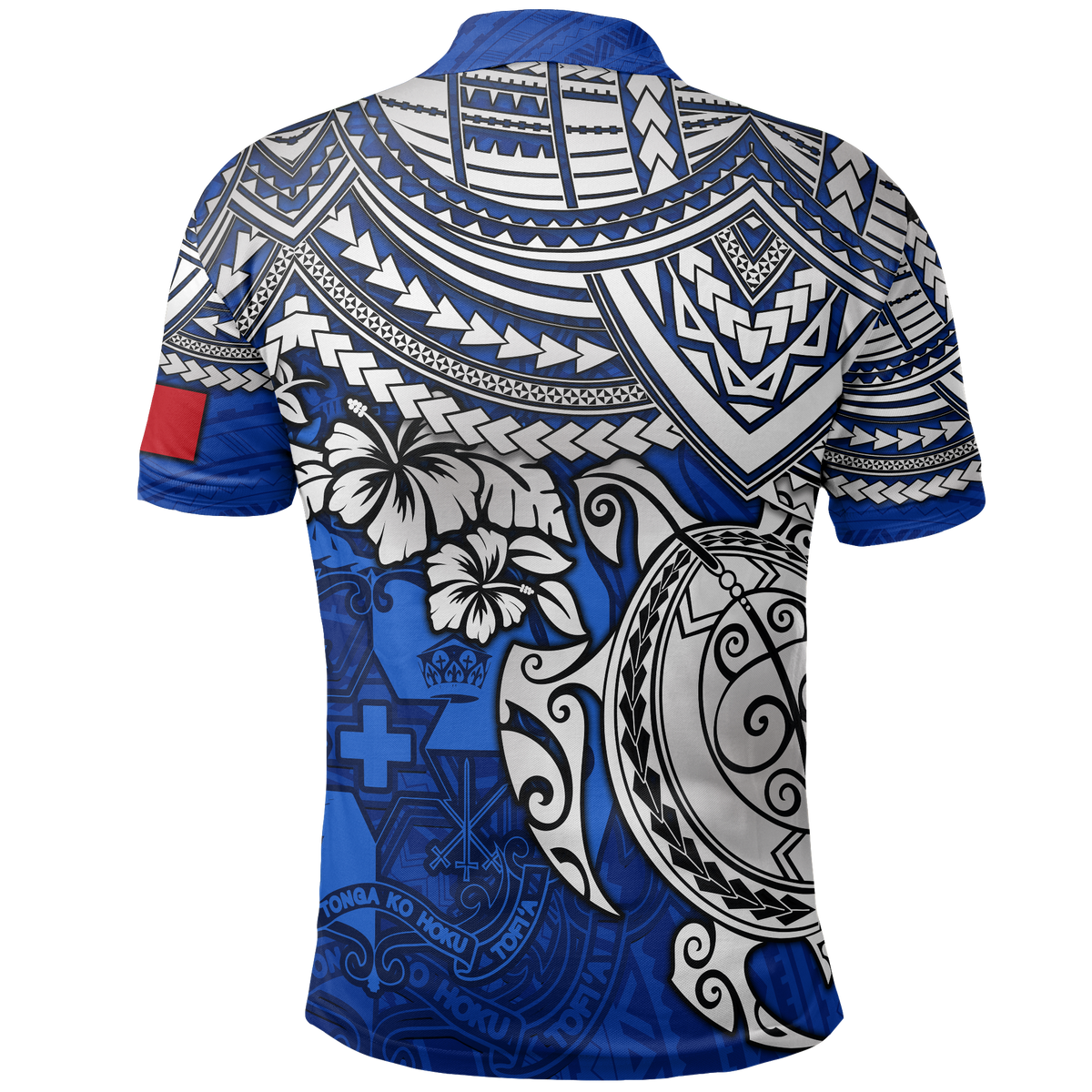 Tonga Polo Shirt Tongan Coat Of Arms Blue Turtle Hibiscus - Polynesian Pride