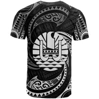 Tahiti Polynesian All Over T Shirt White Tribal Wave - Polynesian Pride