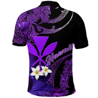 Custom Hawaii Turtle With Plumeria Leaf Purple Polo Shirt LT12 - Polynesian Pride