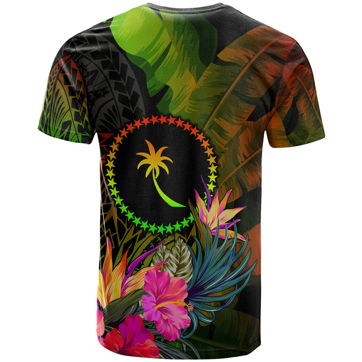 Chuuk Polynesian T Shirt Hibiscus and Banana Leaves - Polynesian Pride