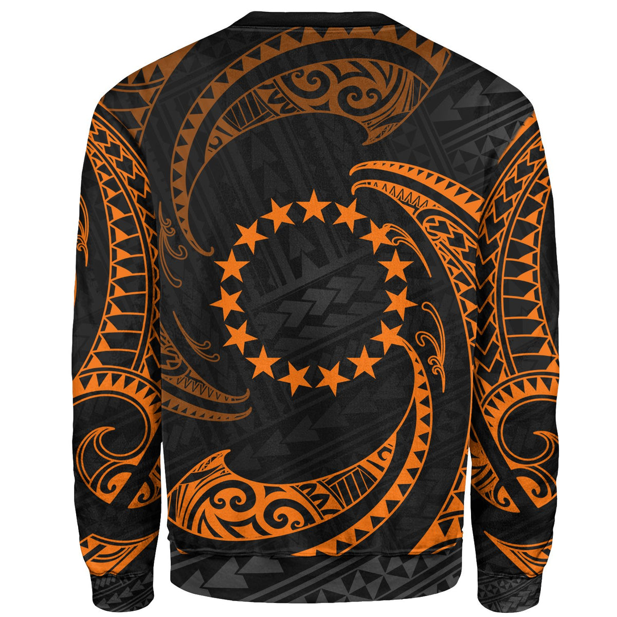 Cook Islands Polynesian Sweater - Orange Tribal Wave - Polynesian Pride