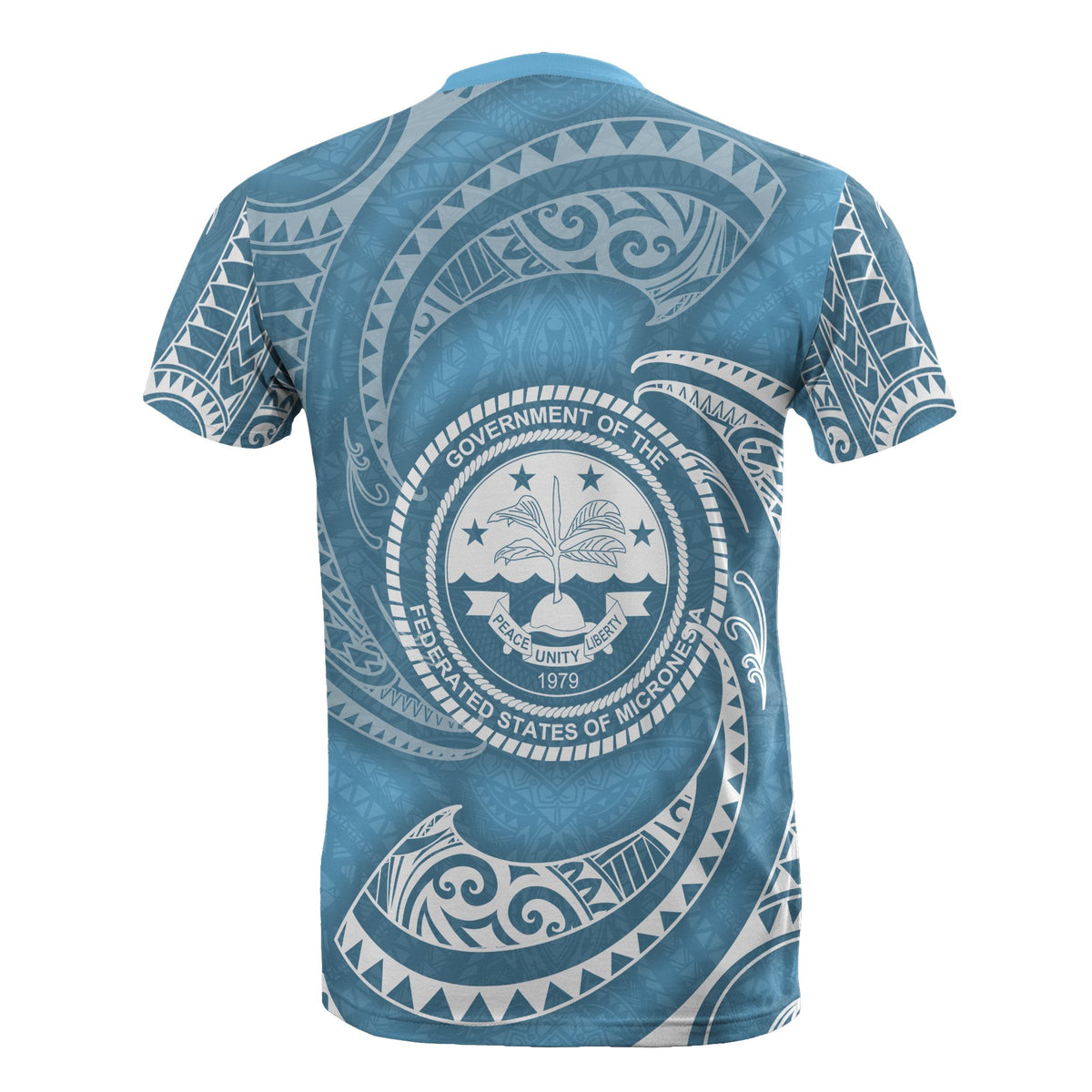 Federated States of Micronesia All Over T Shirt Blue Tribal Wave - Polynesian Pride