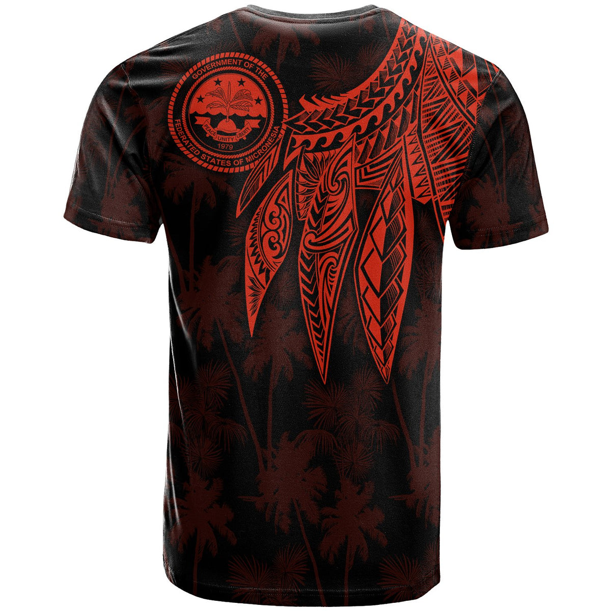 Federated States of Micronesia Custom T Shirt Polynesian Wings (Red) - Polynesian Pride