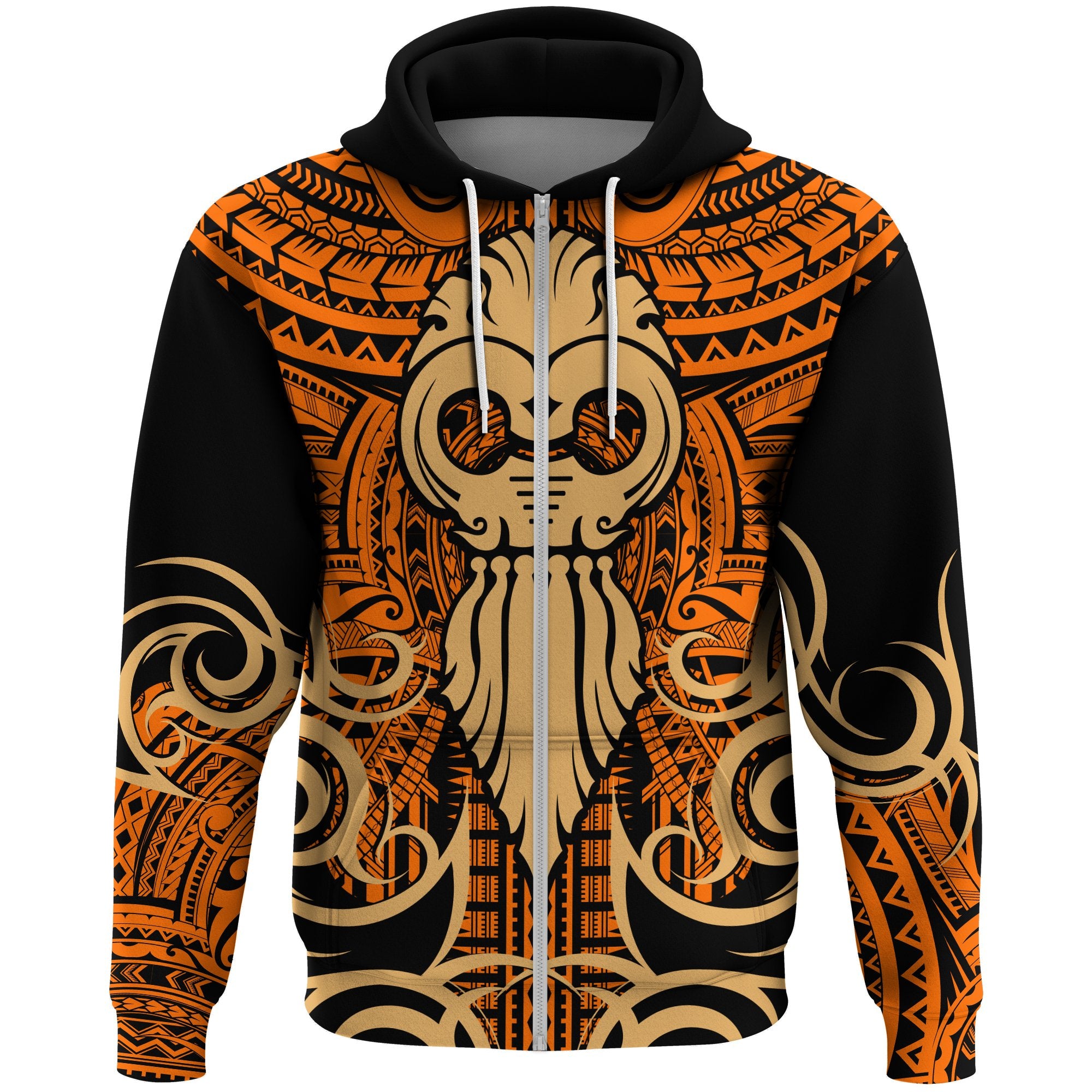 hawaiiIkaika Kanaka Zip Hoodie Unisex Orange - Polynesian Pride