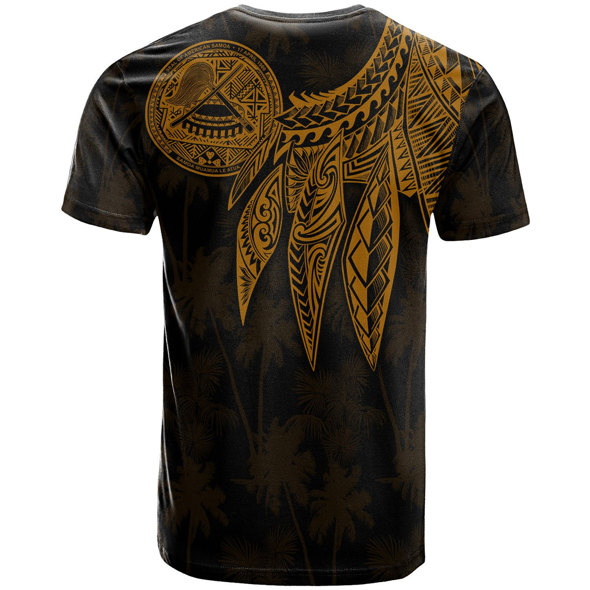 American Samoa Custom T Shirt Polynesian Wings (Golden) - Polynesian Pride