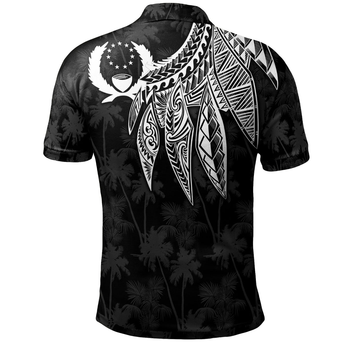 Pohnpei Polo Shirt Polynesian Wings (White) - Polynesian Pride