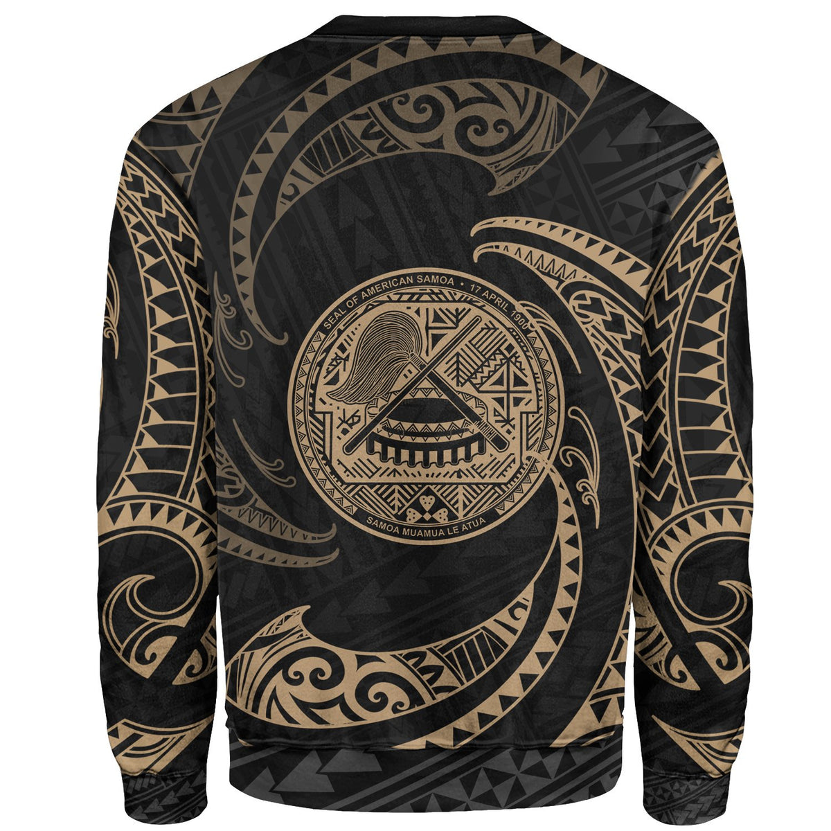 American Samoa Polynesian Sweater - Gold Tribal Wave - Polynesian Pride