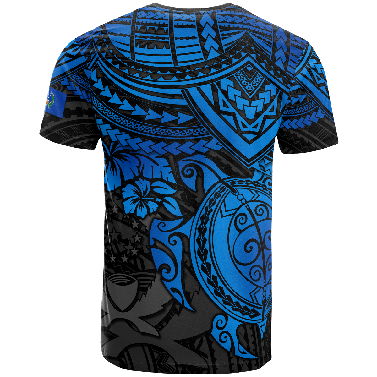 Pohnpei T Shirt Pohnpei FLag Blue Turtle Hibiscus - Polynesian Pride
