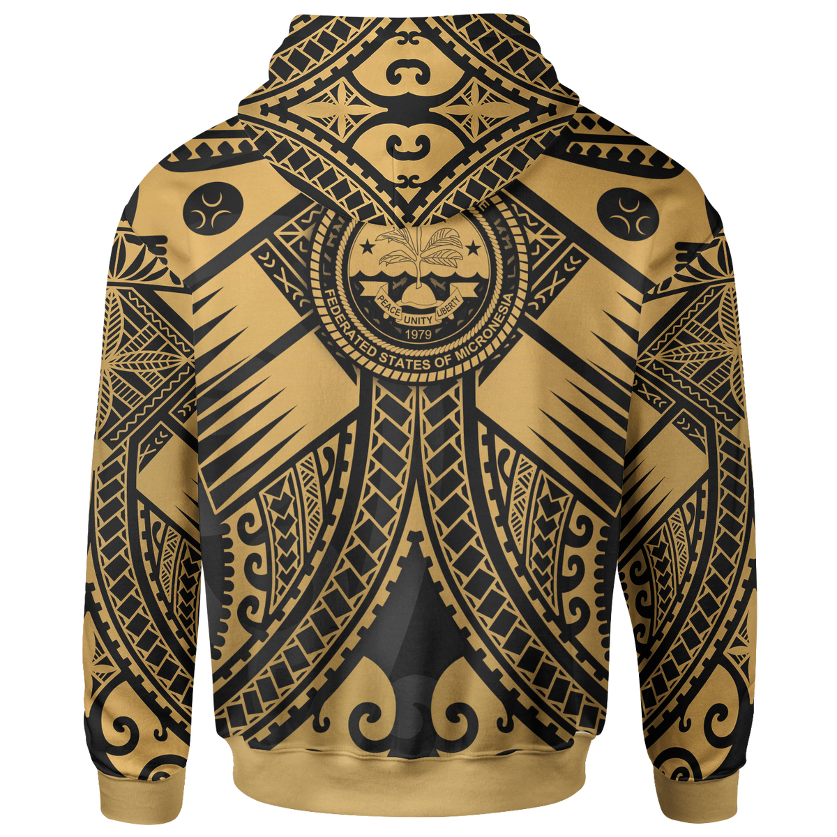 FSM Zip up Hoodie Gold Seal with Polynesian Tattoo - Polynesian Pride