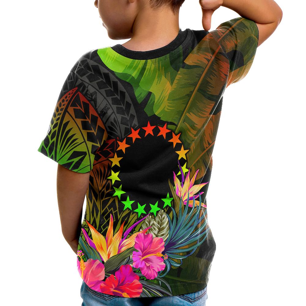 Cook Islands Polynesian T Shirt Hibiscus and Banana Leaves - Polynesian Pride