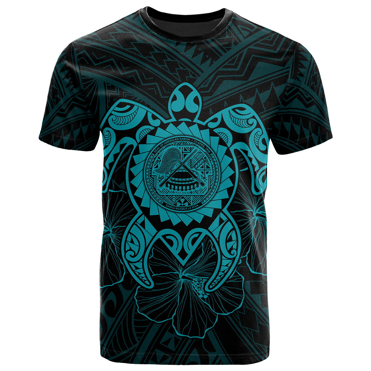 American Samoa Polynesian T Shirt Vintage Polynesian Turtle (Turquoise) Unisex Turquoise - Polynesian Pride