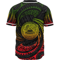 American Samoa Polynesian Custom Personalised Baseball Shirt - Reggae Tribal Wave - Polynesian Pride