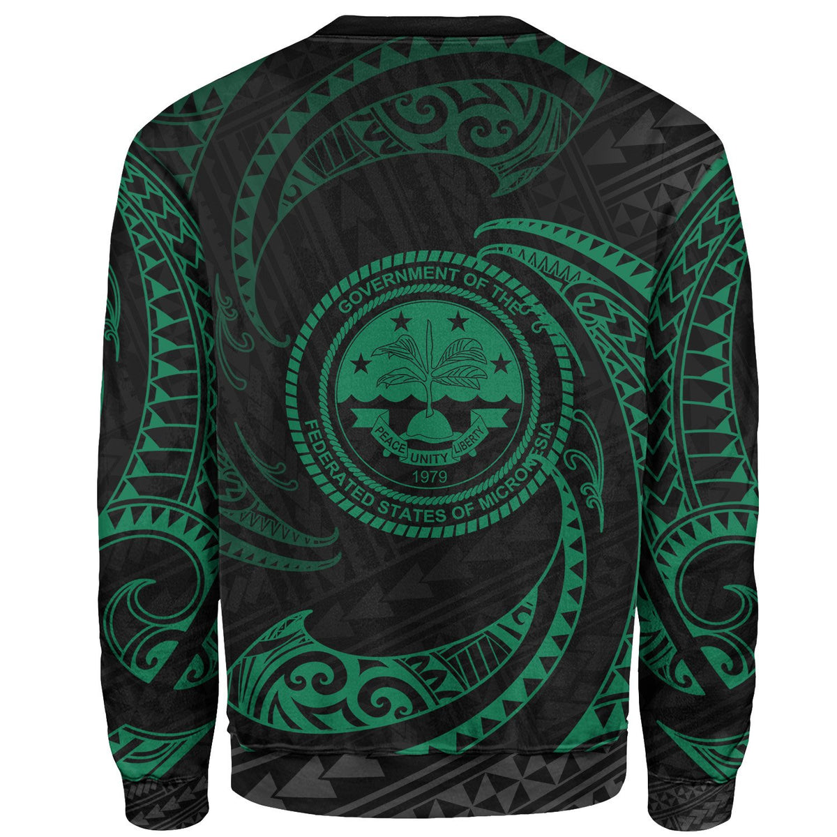 Federated States Of Micronesia Polynesian Sweater - Green Tribal Wave - Polynesian Pride