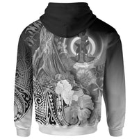 Vanuatu Hoodie Humpback Whale with Tropical Flowers (White) - Polynesian Pride