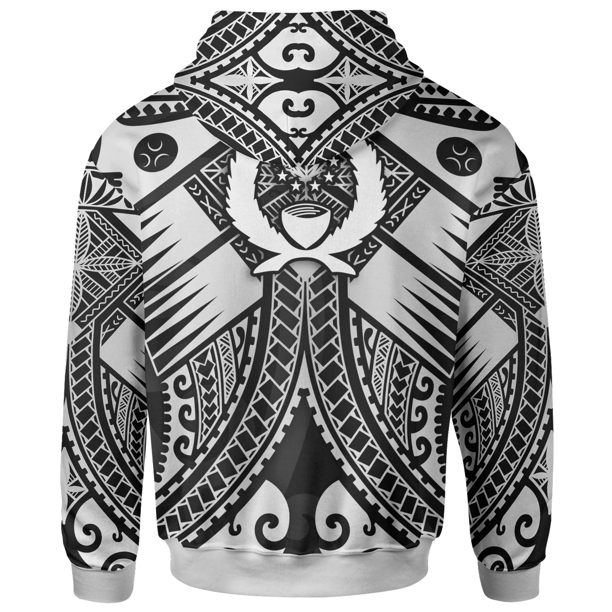 Pohnpei Zip up Hoodie White Reggae Seal with Polynesian Tattoo - Polynesian Pride