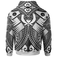 Pohnpei Zip up Hoodie White Reggae Seal with Polynesian Tattoo - Polynesian Pride