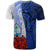 Guam Polynesian T Shirt Coat of Arm With Hibiscus Blue - Polynesian Pride