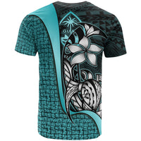 Guam Polynesian Custom T Shirt Turquoise Turtle with Hook - Polynesian Pride