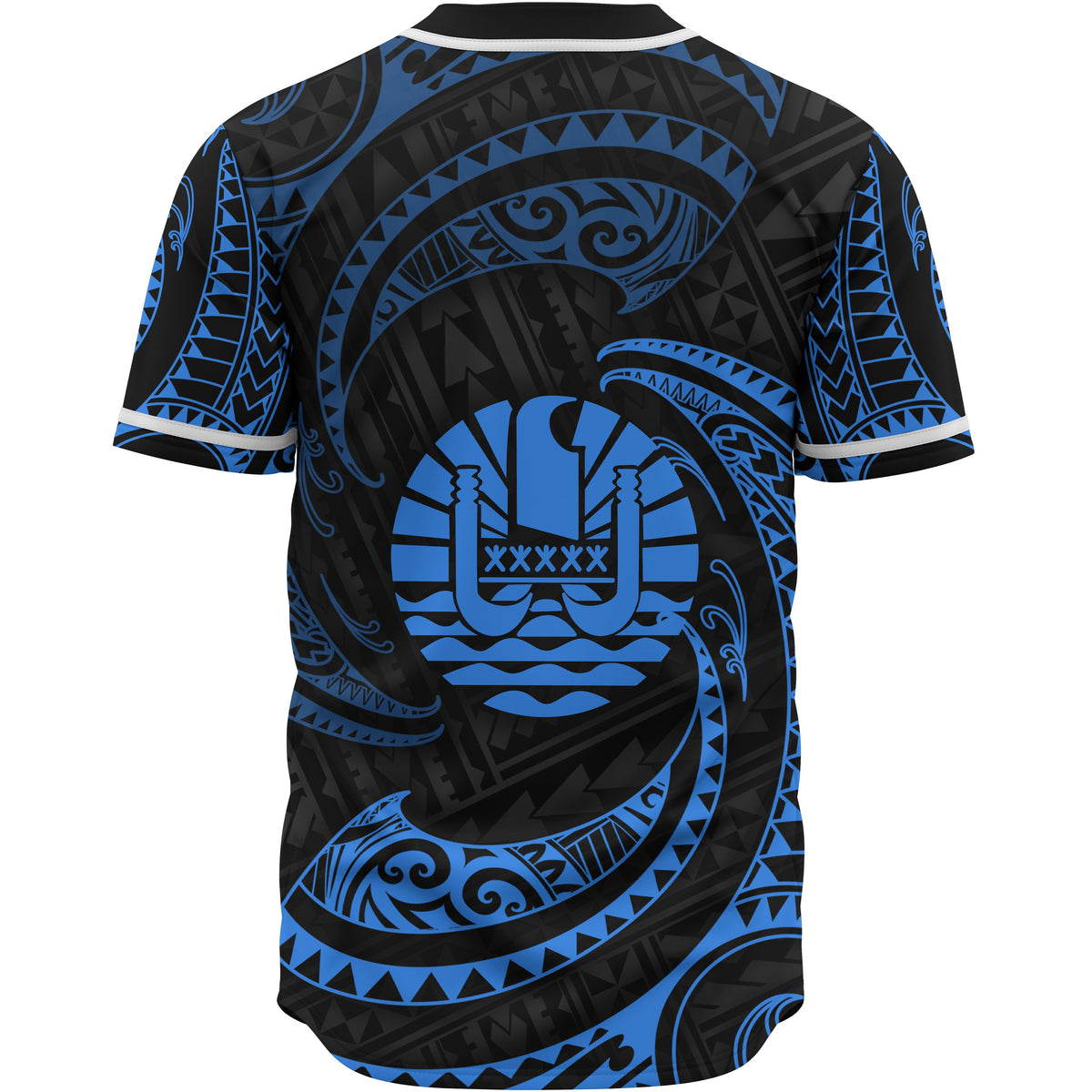 Tahiti Polynesian Baseball Shirt - Blue Tribal Wave - Polynesian Pride