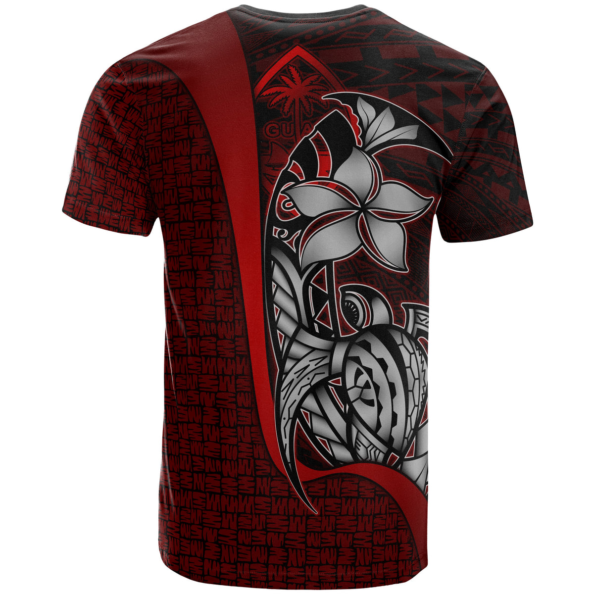 Guam Polynesian T Shirt Red Turtle with Hook - Polynesian Pride