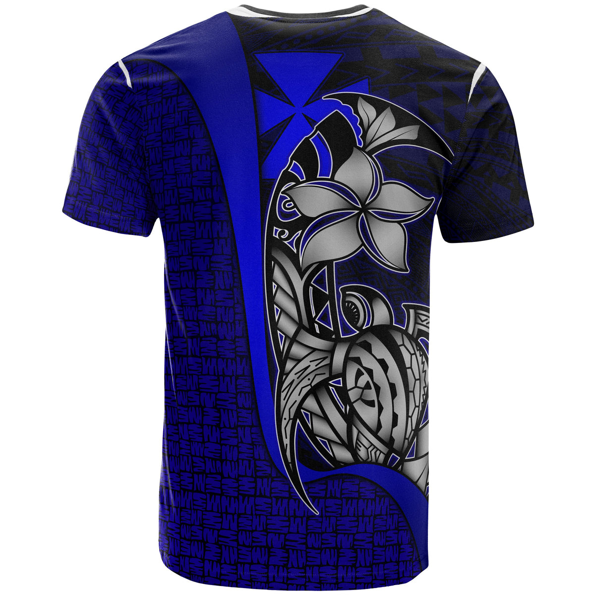 Wallis and Futuna Polynesian Custom T Shirt Blue Turtle with Hook - Polynesian Pride