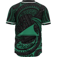 Tokelau Polynesian Custom Personalised Baseball Shirt - Green Tribal Wave - Polynesian Pride