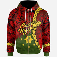 Papua New Guinea Eastern Highlands Province Polynesian Zip Hoodie Tribal Wave Tattoo Unisex Red - Polynesian Pride