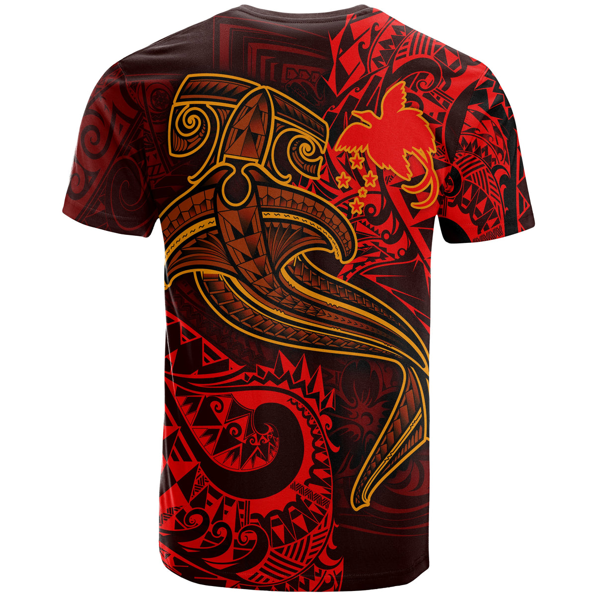 Papua New Guinea T Shirt Red Shark Polynesian Tattoo - Polynesian Pride