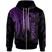 Tonga Zip up Hoodie Polynesian Wings (Purple) Unisex Purple - Polynesian Pride