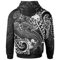 Papua New Guinea Zip up Hoodie White Shark Polynesian Tattoo - Polynesian Pride