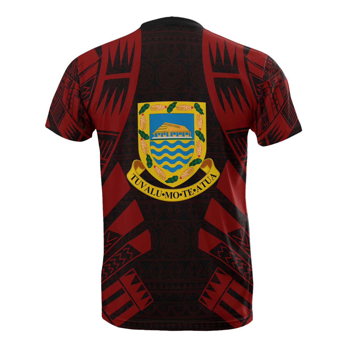 Tuvalu T Shirt Tuvaluan Coat of Arms Polynesian Tattoo Red Style - Polynesian Pride