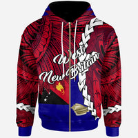 Papua New Guinea West New Britain Province Polynesian Zip Hoodie Tribal Wave Tattoo Unisex Red - Polynesian Pride