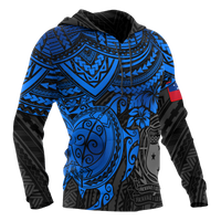 Samoa Polynesian Hoodie Blue Turtle - Polynesian Pride