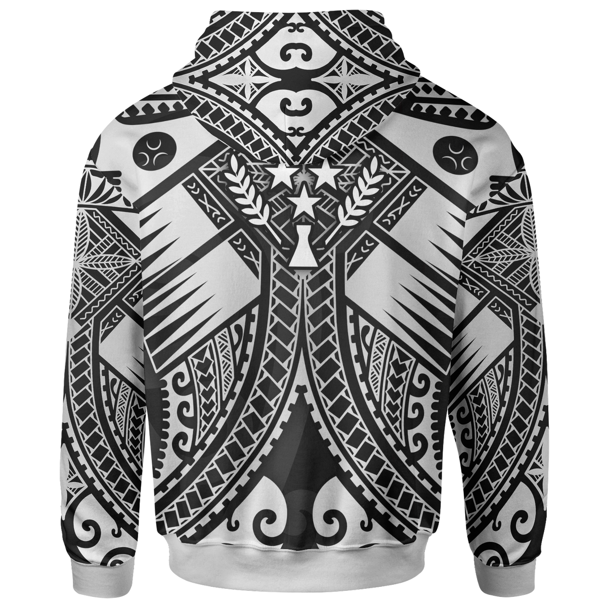 Kosrae Hoodie White Seal with Polynesian Tattoo - Polynesian Pride
