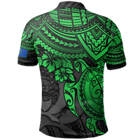 Pohnpei Polo Shirt Pohnpei Flag Green Turtle Hibiscus - Polynesian Pride