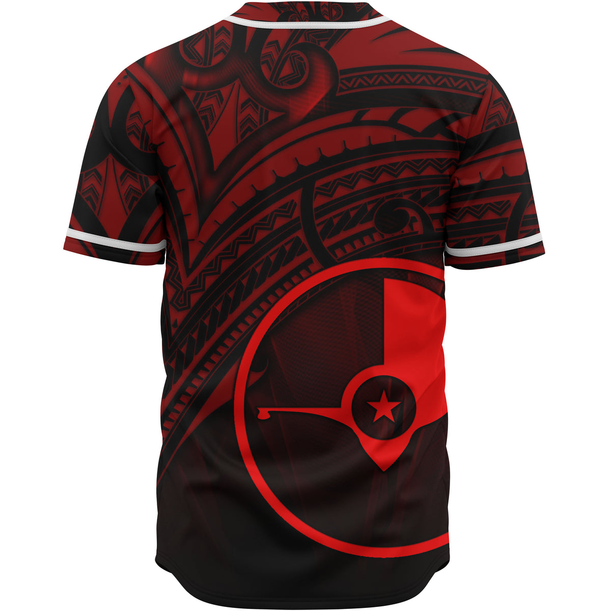 Yap State Baseball Shirt - Red Color Cross Style - Polynesian Pride