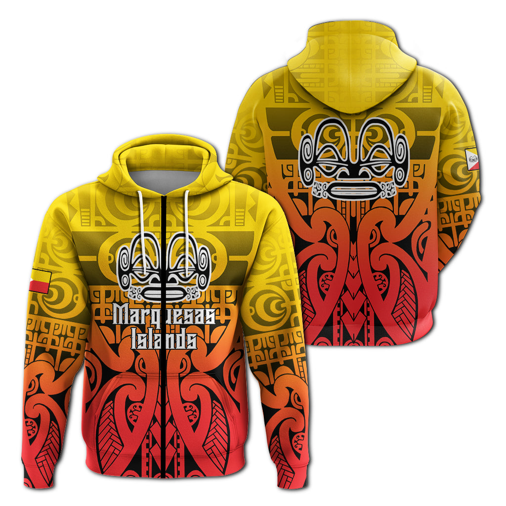 Marquesas Islands Marquesan Tattoo Hoodie LT12 Zip Hoodie Red - Polynesian Pride