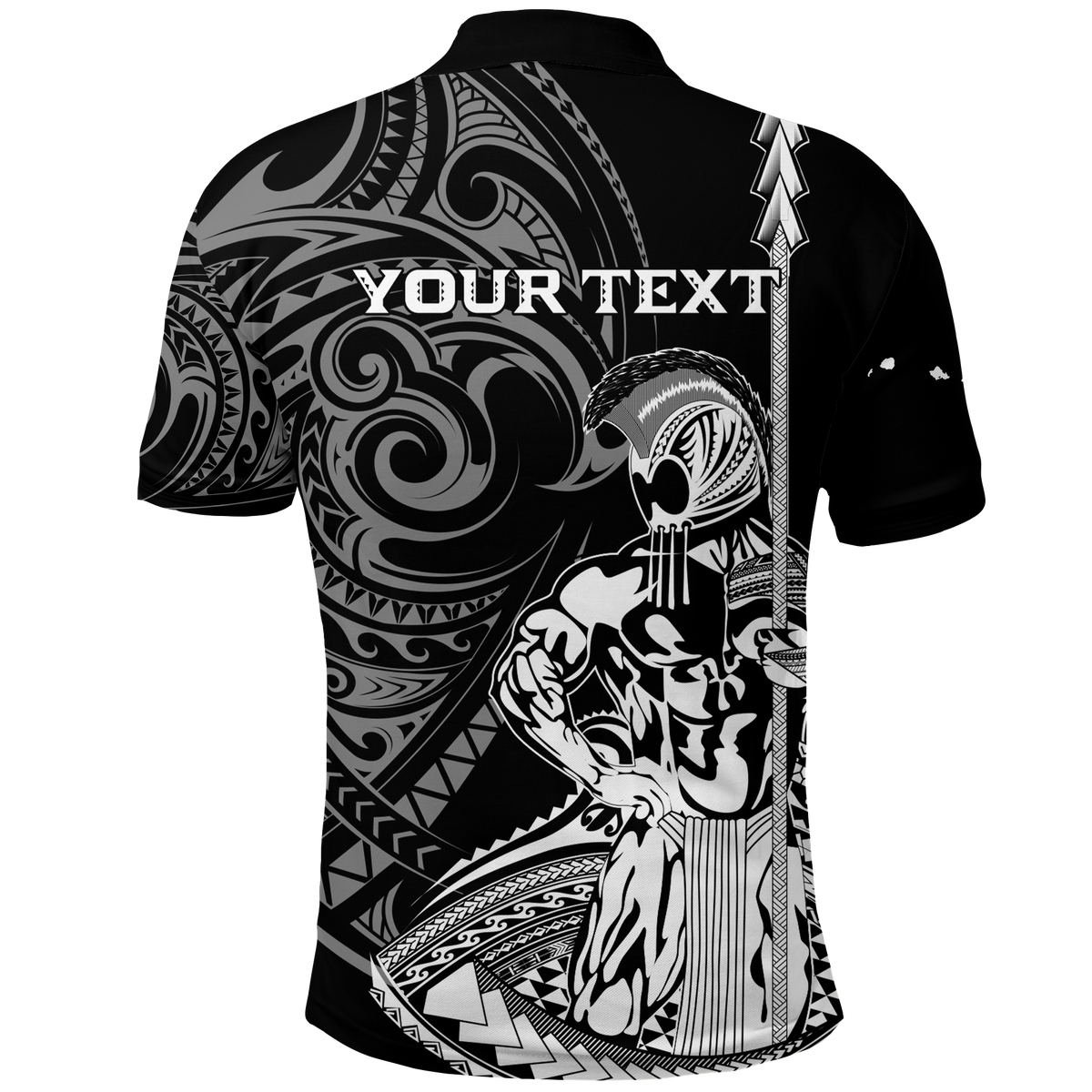 Custom Hawaii Ikaika Warrior Polo Shirt LT2 BLACK - Polynesian Pride