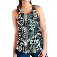 Polynesian Women's Racerback Tank - Turtle With Ethnic Motives And Floral Elements - LT20 - Polynesian Pride
