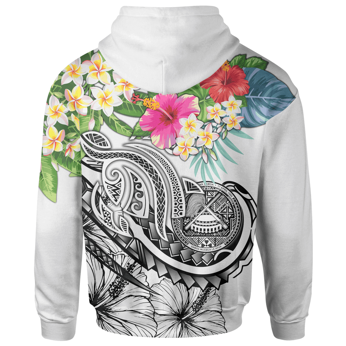 Polynesianmerican Samoa Hoodie Summer Plumeria (White) - Polynesian Pride