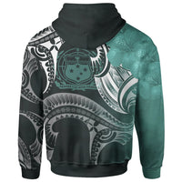 Samoa Zip up Hoodie Samoa Seal Wave Style (Green) - Polynesian Pride