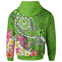 Tahiti Zip up Hoodie Turtle Plumeria (Green) - Polynesian Pride