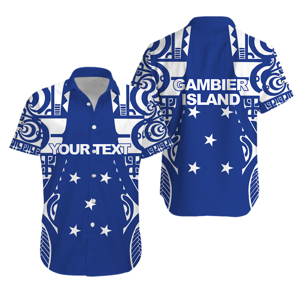 (Custom Personalised) Gambier Islands Tribal Hawaiian Shirt - LT12 Unisex Blue - Polynesian Pride