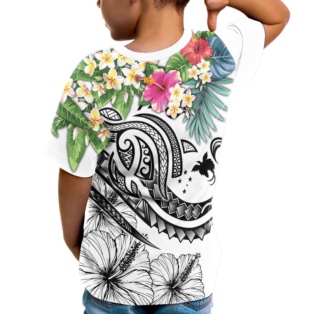 Papua New Guinea Polynesian T Shirt Summer Plumeria (White) - Polynesian Pride