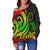 Cook Islands Women's Off Shoulder Sweater - Reggae Tentacle Turtle - Polynesian Pride