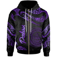 Palau Polynesian Zip Hoodie Polynesian Tattoo Purple Version Unisex Purple - Polynesian Pride