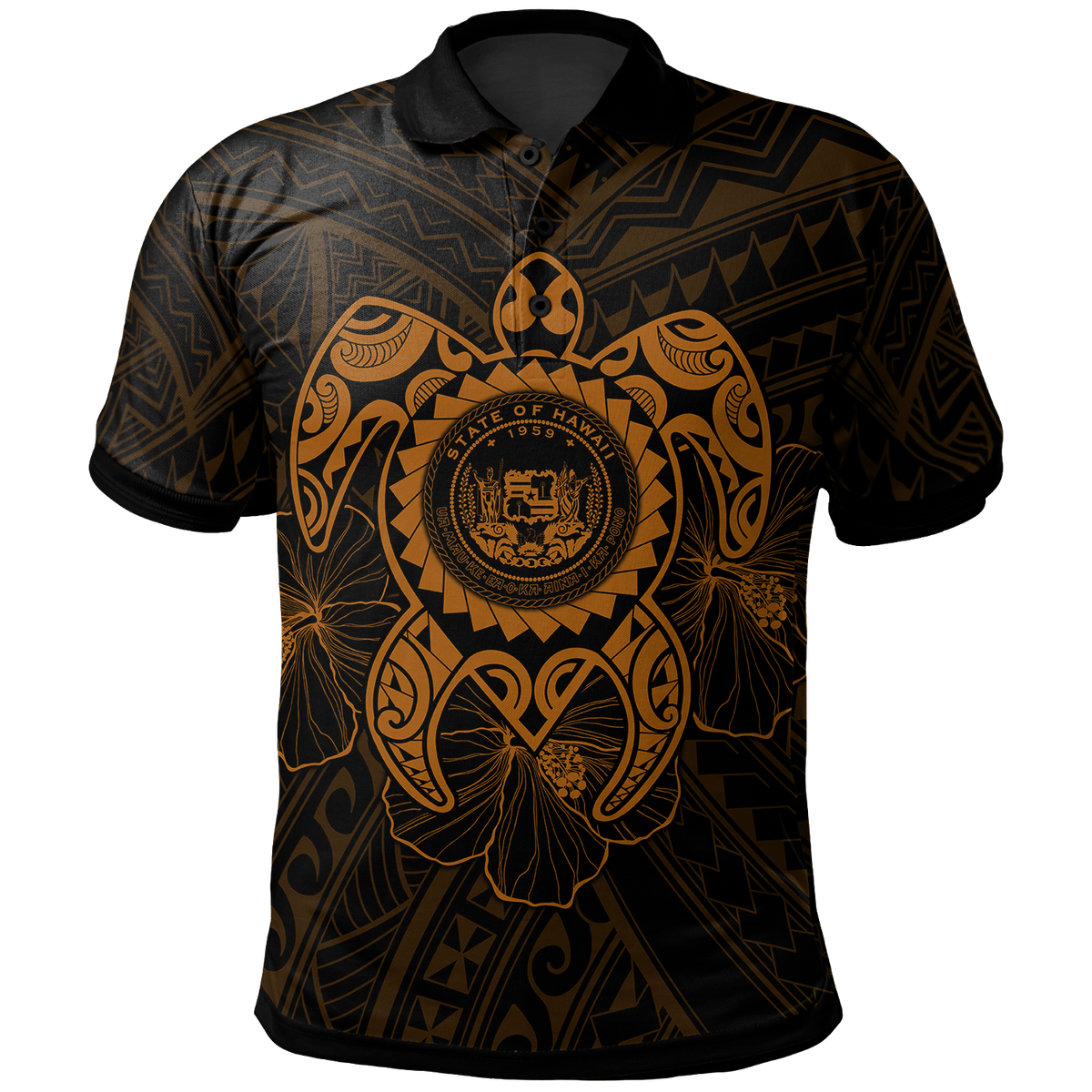 Hawaii Polynesian Polo Shirt Vintage Polynesian Turtle (Golden) Unisex Golden - Polynesian Pride