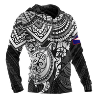 American Samoa Polynesian Hoodie Black Turtle - Polynesian Pride