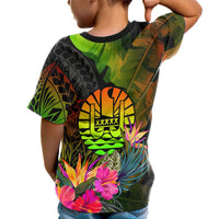 Tahiti Polynesian T Shirt Hibiscus and Banana Leaves - Polynesian Pride