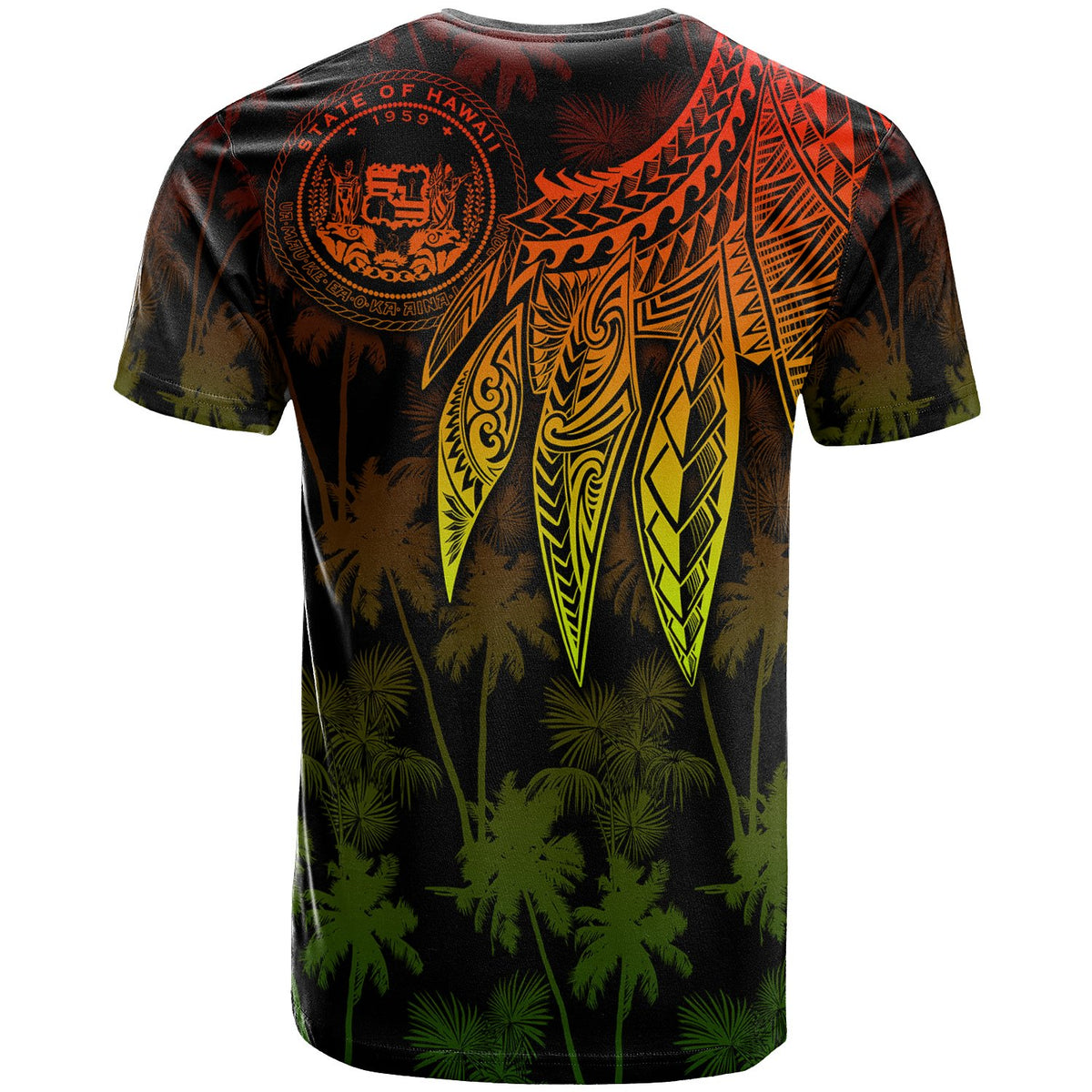 Polynesian Hawaii Custom T shirt Polynesian Wings (Reggae) - Polynesian Pride